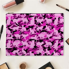 Hot Pink Catmouflage Camouflage Cosmetic Bag (xl) by PodArtist