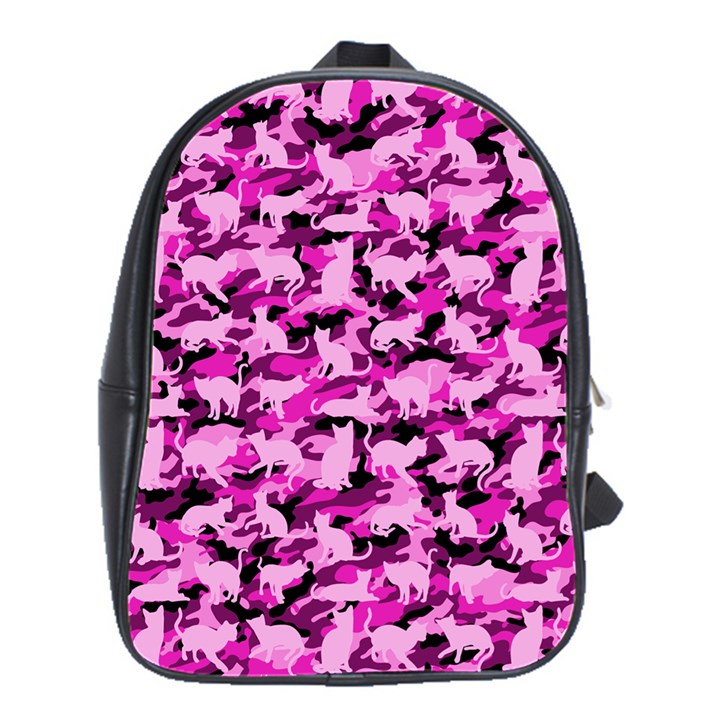 Hot Pink Catmouflage Camouflage School Bag (Large)