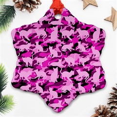 Hot Pink Catmouflage Camouflage Ornament (snowflake) by PodArtist