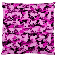 Hot Pink Catmouflage Camouflage Large Cushion Case (two Sides) by PodArtist