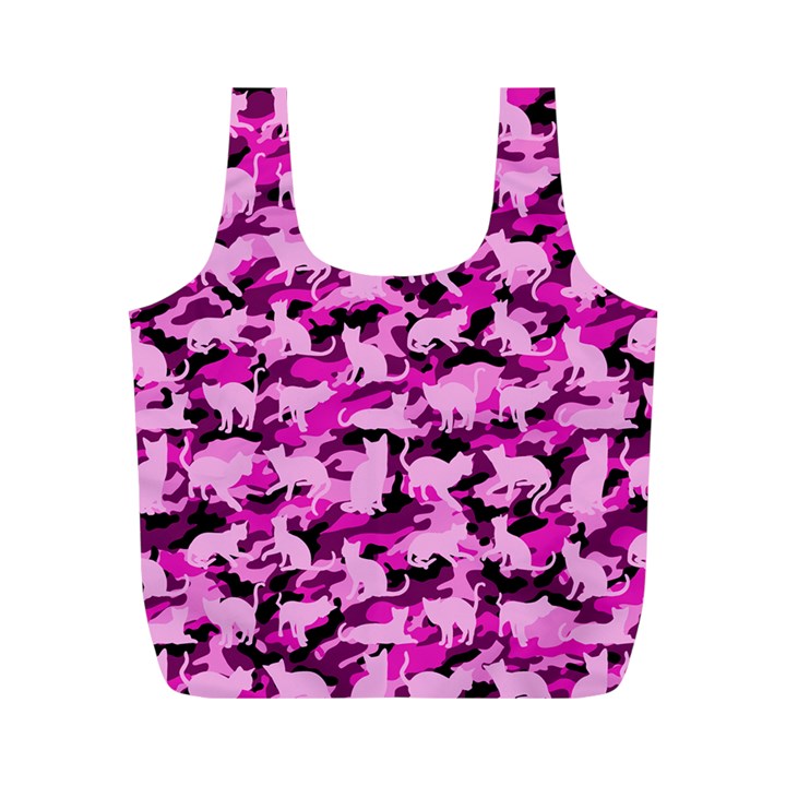 Hot Pink Catmouflage Camouflage Full Print Recycle Bags (M) 