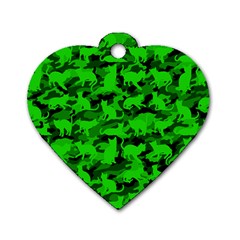 Bright Neon Green Catmouflage Dog Tag Heart (One Side)