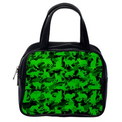 Bright Neon Green Catmouflage Classic Handbags (One Side)