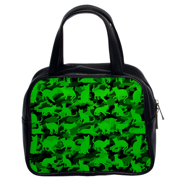 Bright Neon Green Catmouflage Classic Handbags (2 Sides)