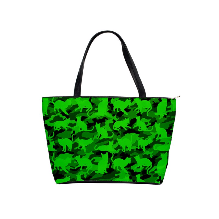 Bright Neon Green Catmouflage Shoulder Handbags