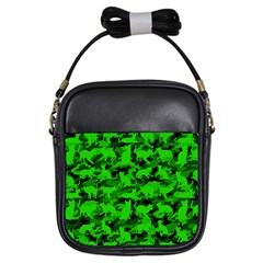 Bright Neon Green Catmouflage Girls Sling Bags