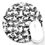 Black and White Catmouflage Camouflage Round Mousepads Front