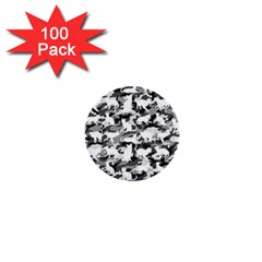 Black And White Catmouflage Camouflage 1  Mini Buttons (100 Pack)  by PodArtist