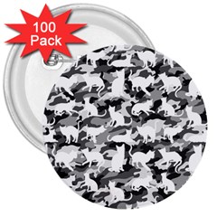 Black And White Catmouflage Camouflage 3  Buttons (100 Pack)  by PodArtist