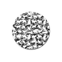 Black And White Catmouflage Camouflage Magnet 3  (round) by PodArtist