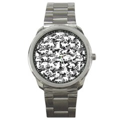 Black And White Catmouflage Camouflage Sport Metal Watch by PodArtist