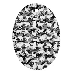 Black And White Catmouflage Camouflage Oval Ornament (two Sides) by PodArtist