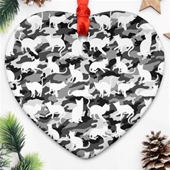 Black And White Catmouflage Camouflage Heart Ornament (two Sides) by PodArtist