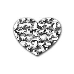 Black And White Catmouflage Camouflage Rubber Coaster (heart)  by PodArtist