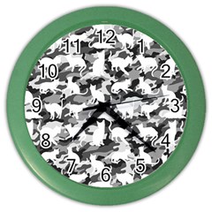 Black And White Catmouflage Camouflage Color Wall Clocks by PodArtist