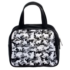 Black And White Catmouflage Camouflage Classic Handbags (2 Sides) by PodArtist