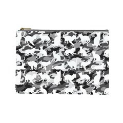 Black And White Catmouflage Camouflage Cosmetic Bag (large)  by PodArtist