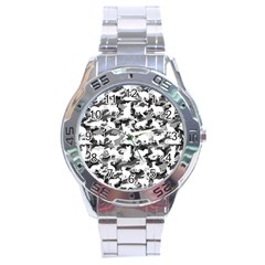 Black And White Catmouflage Camouflage Stainless Steel Analogue Watch by PodArtist