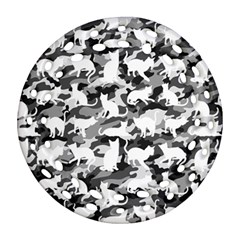 Black And White Catmouflage Camouflage Round Filigree Ornament (two Sides) by PodArtist