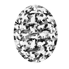 Black And White Catmouflage Camouflage Ornament (oval Filigree) by PodArtist