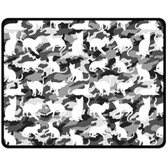 Black And White Catmouflage Camouflage Double Sided Fleece Blanket (medium)  by PodArtist