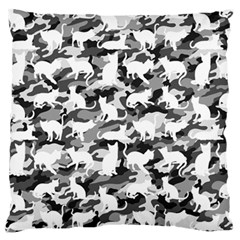 Black And White Catmouflage Camouflage Large Flano Cushion Case (two Sides) by PodArtist