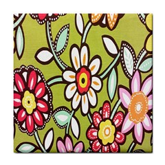 Flowers Fabrics Floral Design Tile Coasters by Celenk