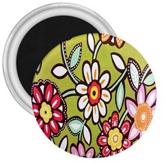 Flowers Fabrics Floral Design 3  Magnets by Celenk