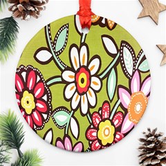 Flowers Fabrics Floral Design Ornament (Round)