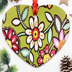 Flowers Fabrics Floral Design Ornament (Heart)