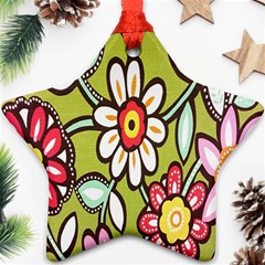 Flowers Fabrics Floral Design Ornament (Star)