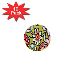 Flowers Fabrics Floral Design 1  Mini Buttons (10 pack) 