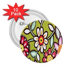 Flowers Fabrics Floral Design 2.25  Buttons (10 pack) 