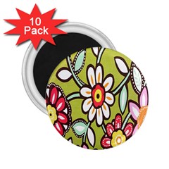 Flowers Fabrics Floral Design 2 25  Magnets (10 Pack)  by Celenk