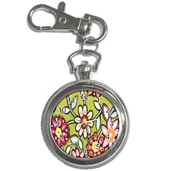 Flowers Fabrics Floral Design Key Chain Watches