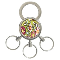 Flowers Fabrics Floral Design 3-Ring Key Chains