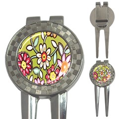 Flowers Fabrics Floral Design 3-in-1 Golf Divots