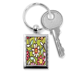 Flowers Fabrics Floral Design Key Chains (rectangle)  by Celenk