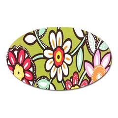 Flowers Fabrics Floral Design Oval Magnet by Celenk