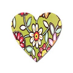 Flowers Fabrics Floral Design Heart Magnet by Celenk