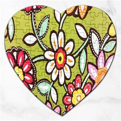 Flowers Fabrics Floral Design Jigsaw Puzzle (Heart)