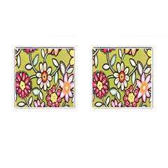 Flowers Fabrics Floral Design Cufflinks (Square)