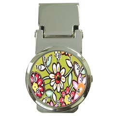 Flowers Fabrics Floral Design Money Clip Watches