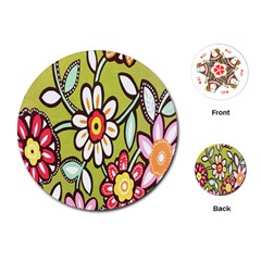 Flowers Fabrics Floral Design Playing Cards (round)  by Celenk