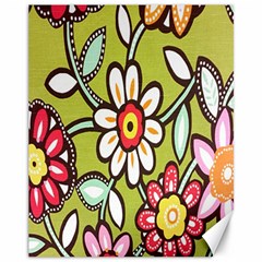 Flowers Fabrics Floral Design Canvas 11  x 14  