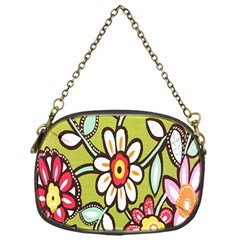 Flowers Fabrics Floral Design Chain Purses (One Side) 