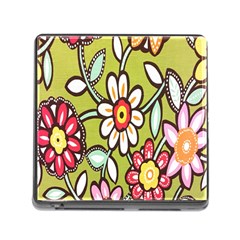 Flowers Fabrics Floral Design Memory Card Reader (Square)