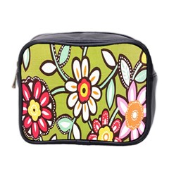 Flowers Fabrics Floral Design Mini Toiletries Bag 2-Side