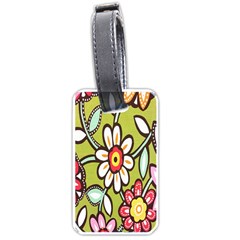 Flowers Fabrics Floral Design Luggage Tags (one Side)  by Celenk