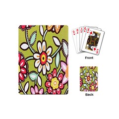 Flowers Fabrics Floral Design Playing Cards (mini)  by Celenk